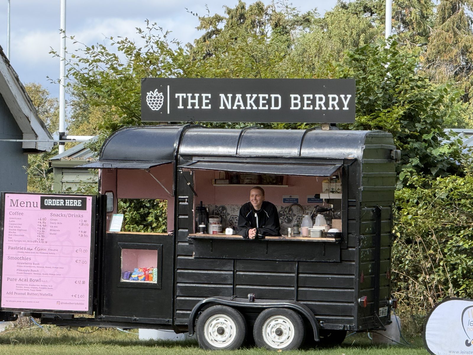 The Naked Berry horsebox coffee unit with its hatch open